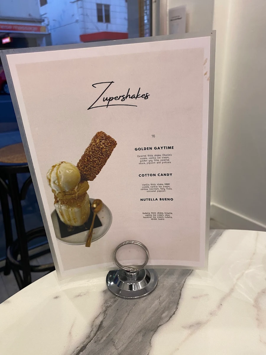 Menu, Charlie's Dessert House