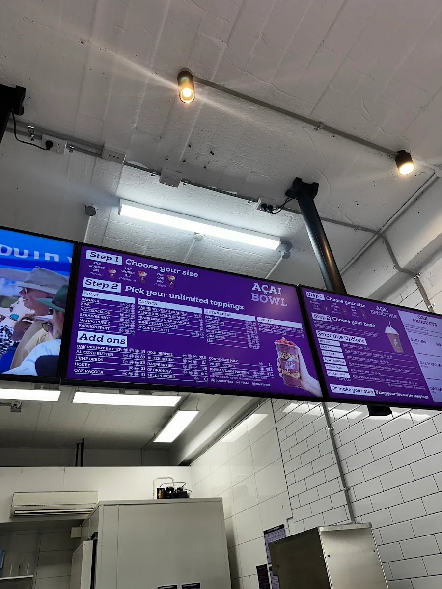 Menu, Oakberry Acai Manly