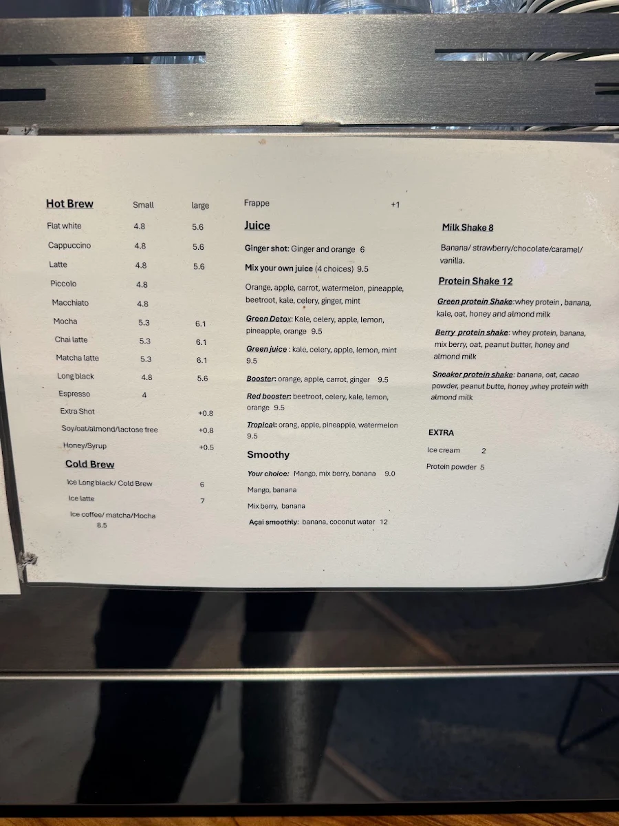 Menu, Top Brew Espresso ( Bexley)