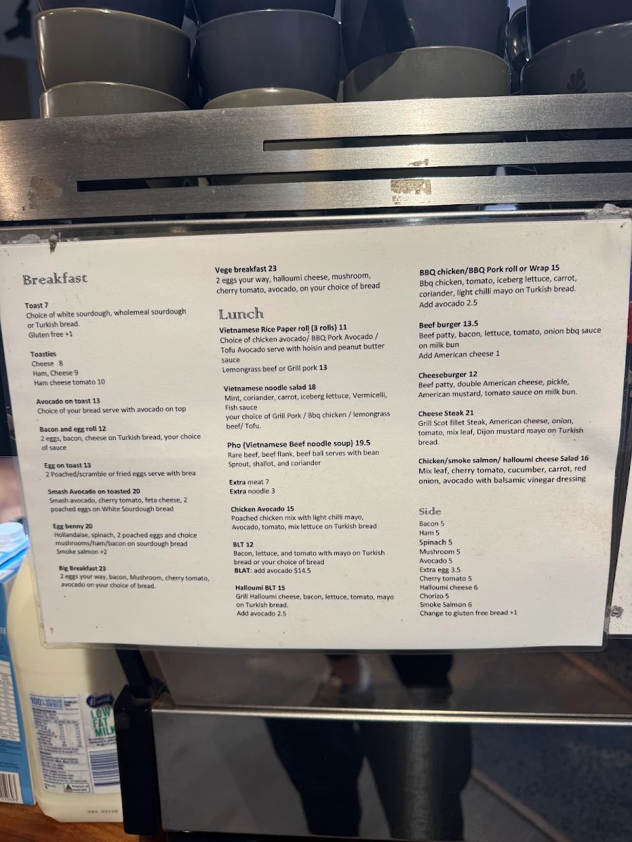 Menu, Top Brew Espresso ( Bexley)