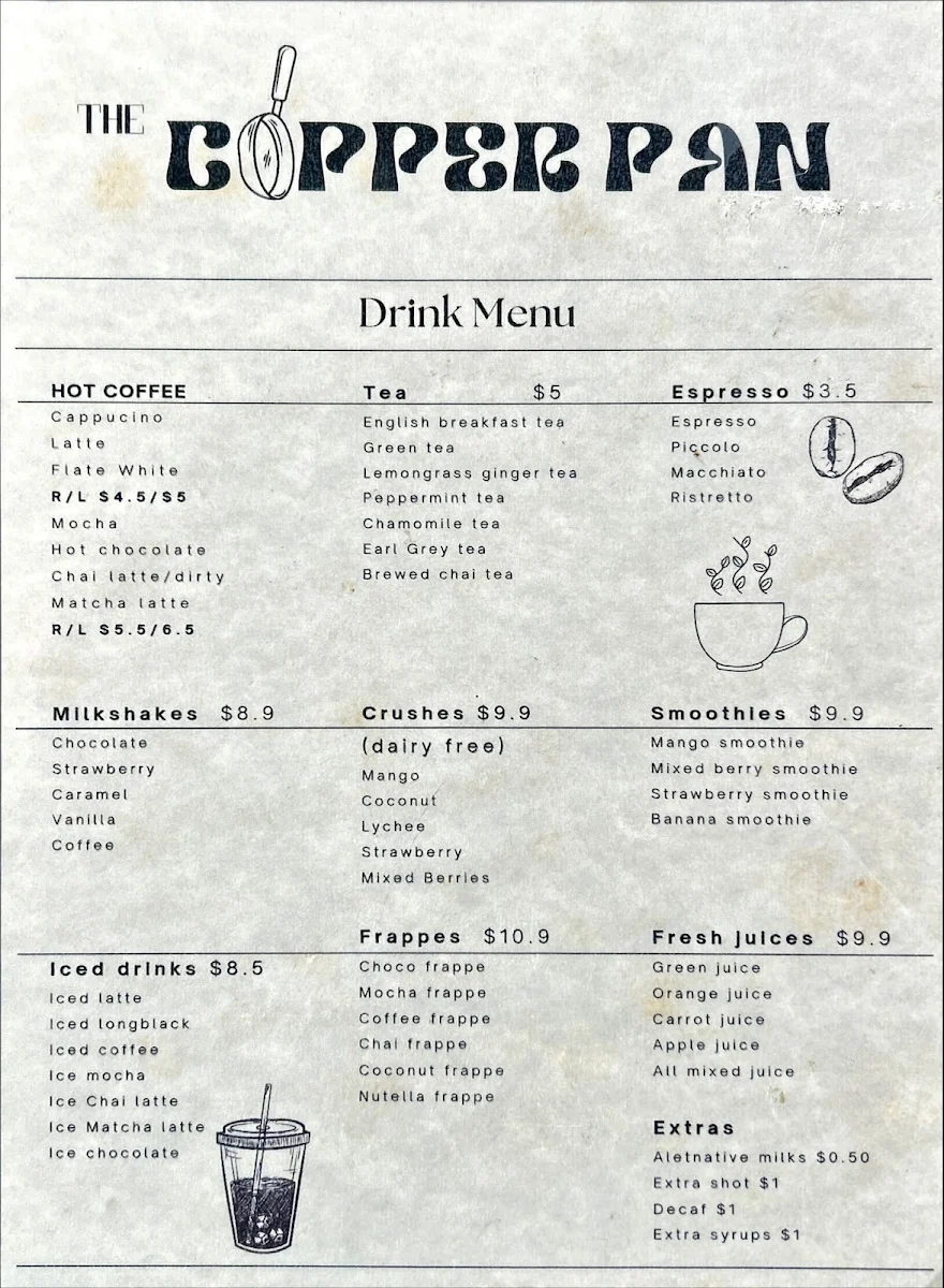 Menu, The Copper Pan