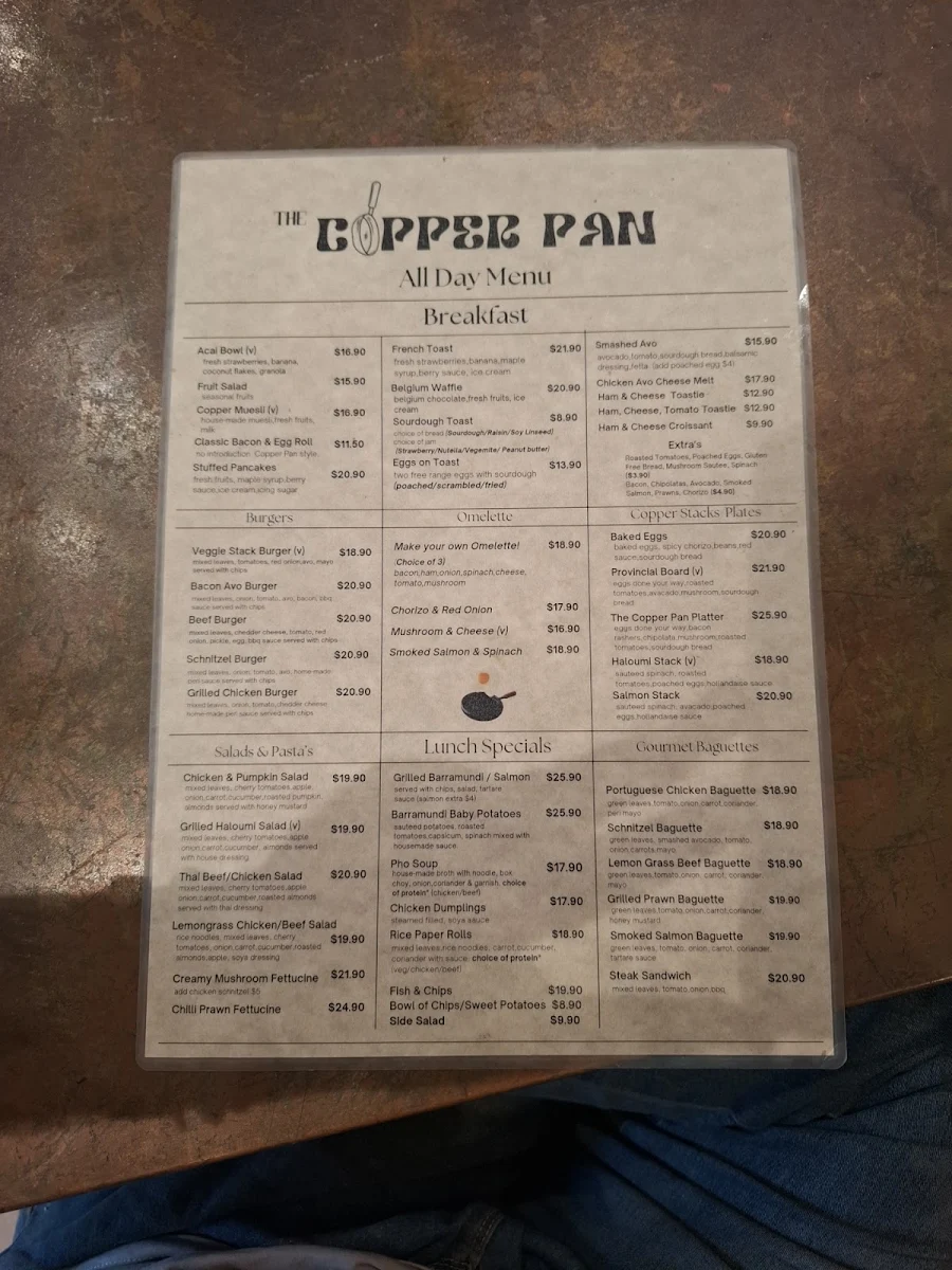 Menu, The Copper Pan