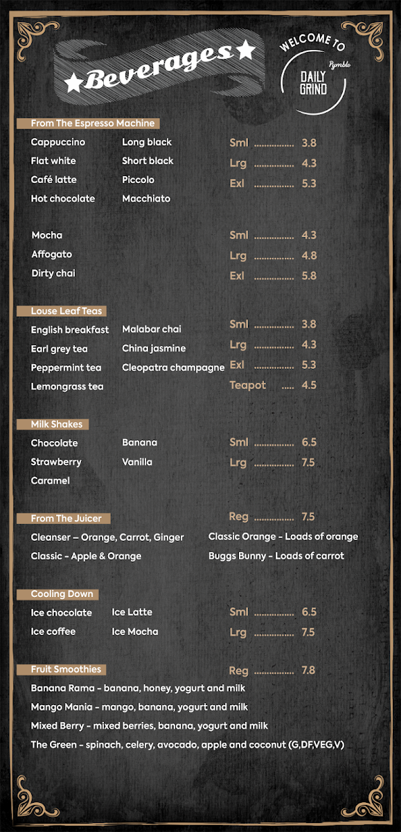 Menu, The Copper Pan