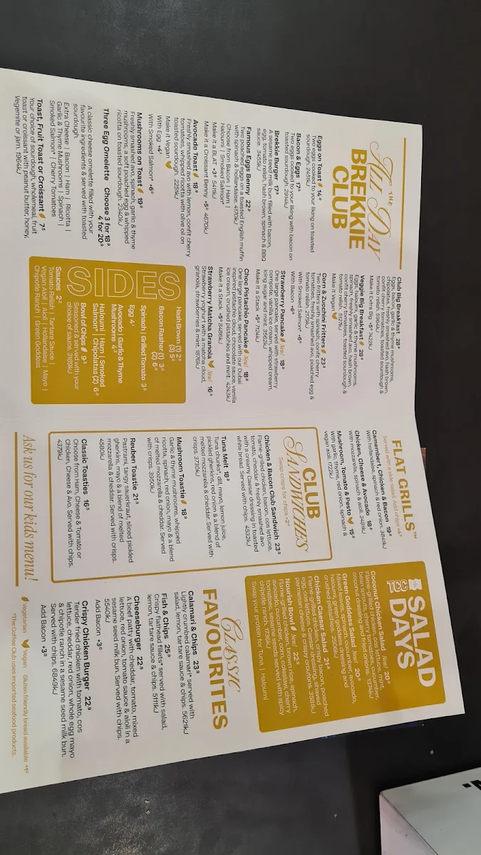 Menu, The Coffee Club Café - Claremont Quarter