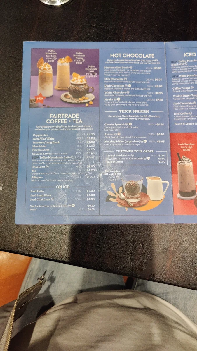 Menu, San Churro Wetherill
