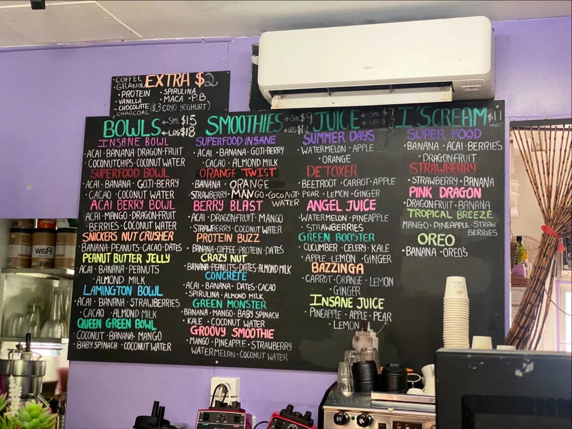 Menu, Insane Acai Bar