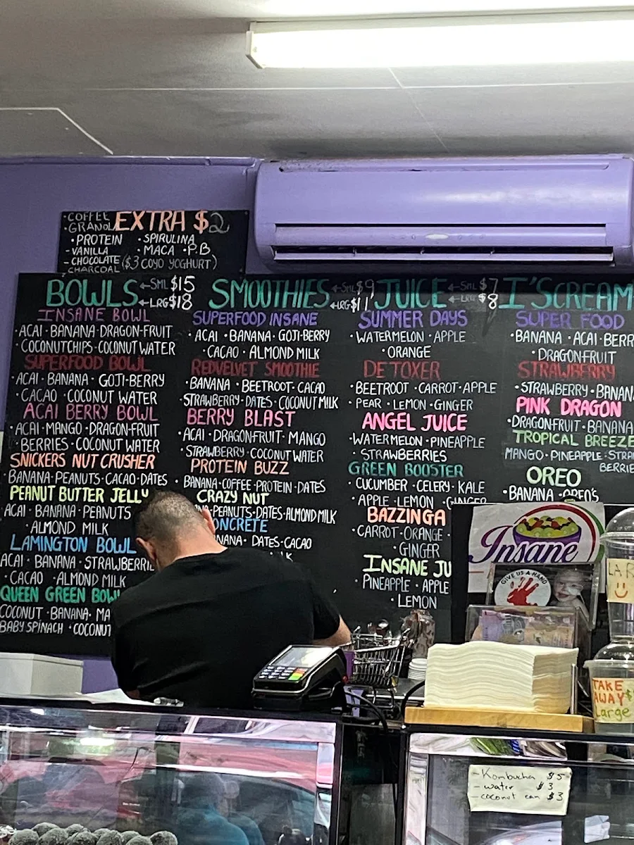 Menu, Insane Acai Bar