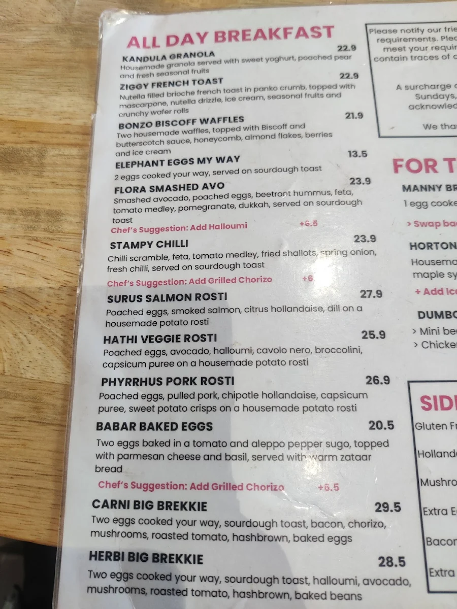 Menu, Elephant Cafe | Newport