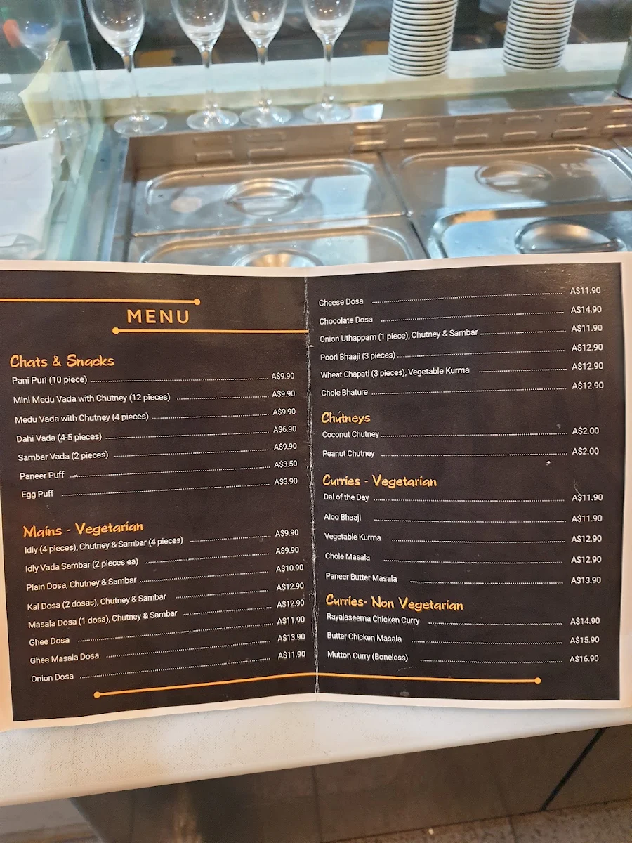Menu, Chutneys & Curries