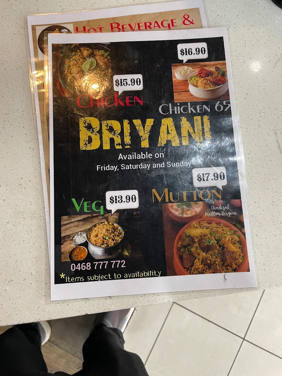 Menu, Chutneys & Curries