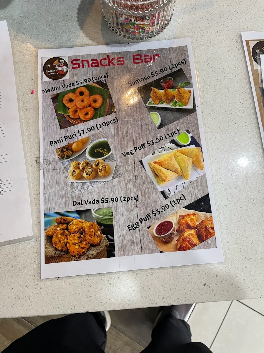 Menu, Chutneys & Curries