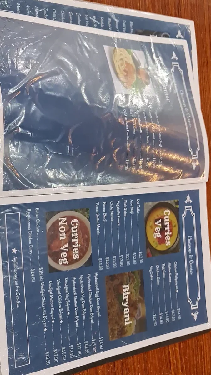 Menu, Chutneys & Curries