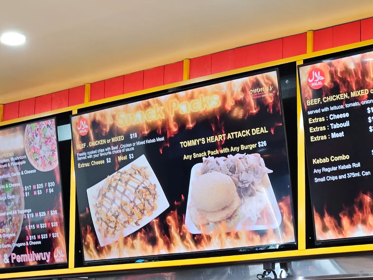 Menu, Tommy's Pizza Kebabs