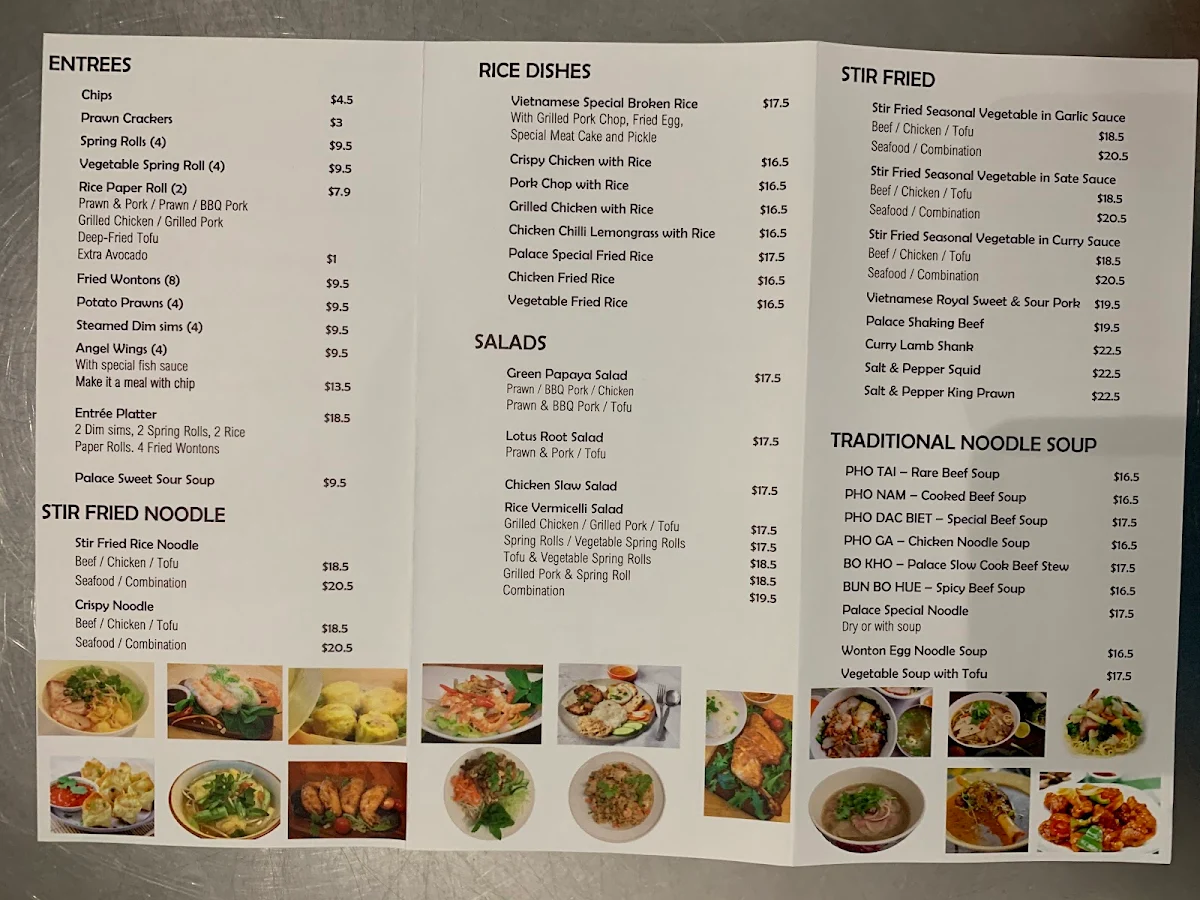 Menu, Maleny Palace Cafe