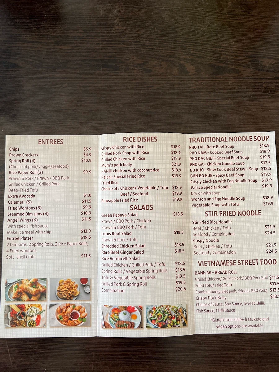 Menu, Maleny Palace Cafe