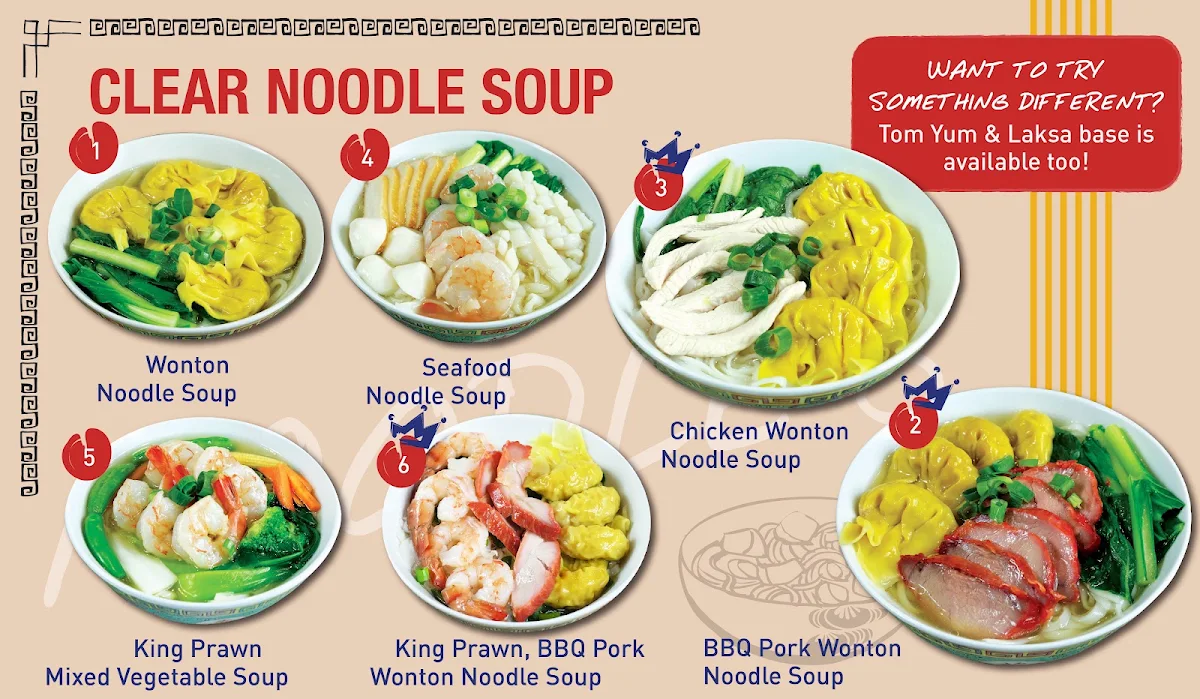 Menu, Noodle Chef King