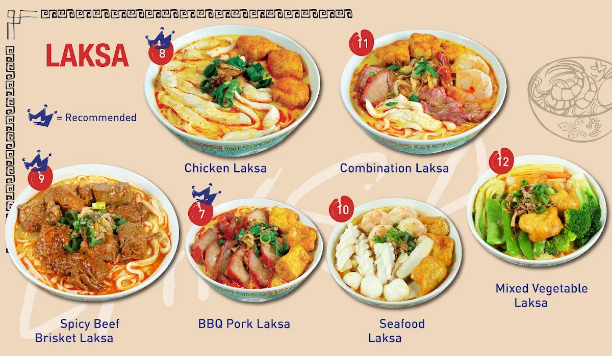 Menu, Noodle Chef King