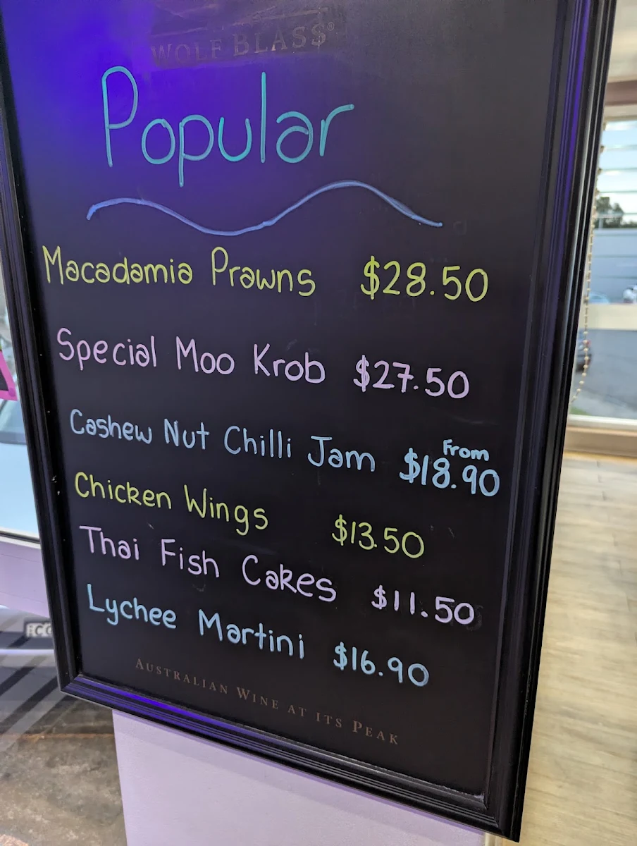 Menu, Bunsom’s Aussie Thai Restaurant