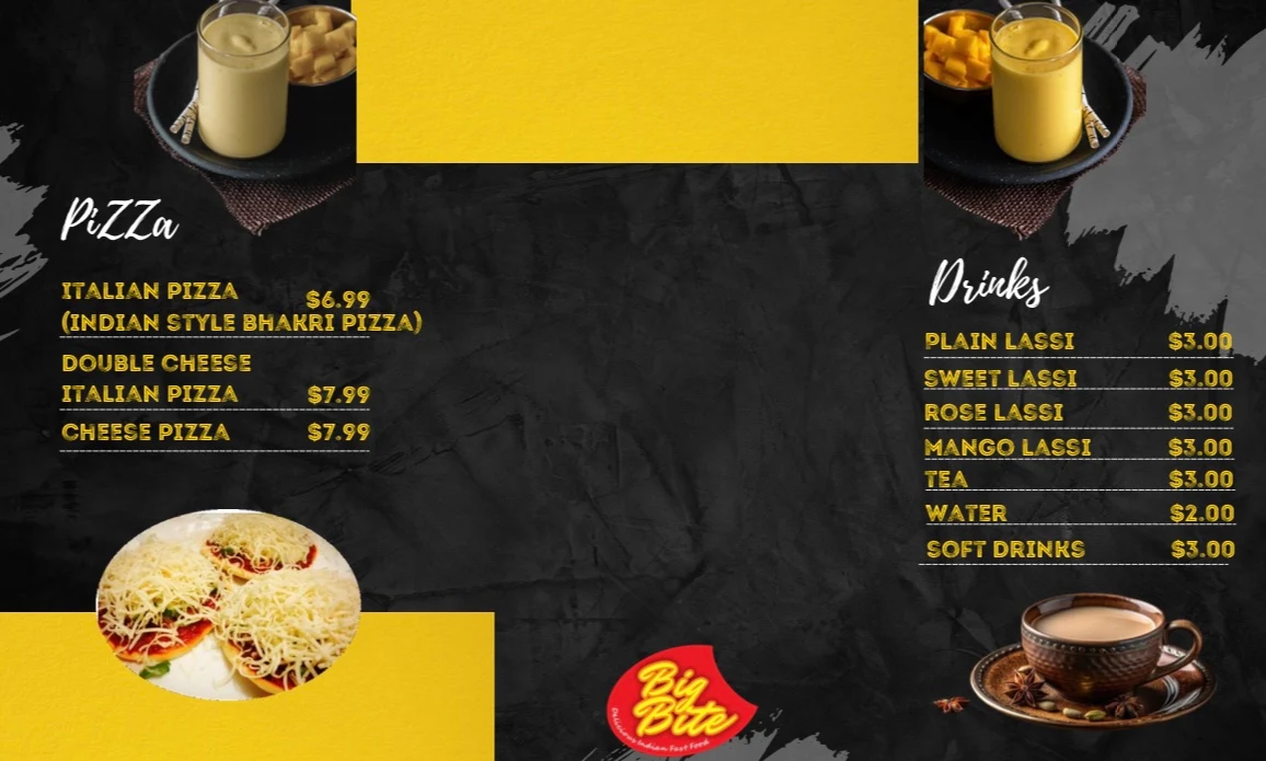 Menu, Big Bite Indian Fast Food Wentworthville