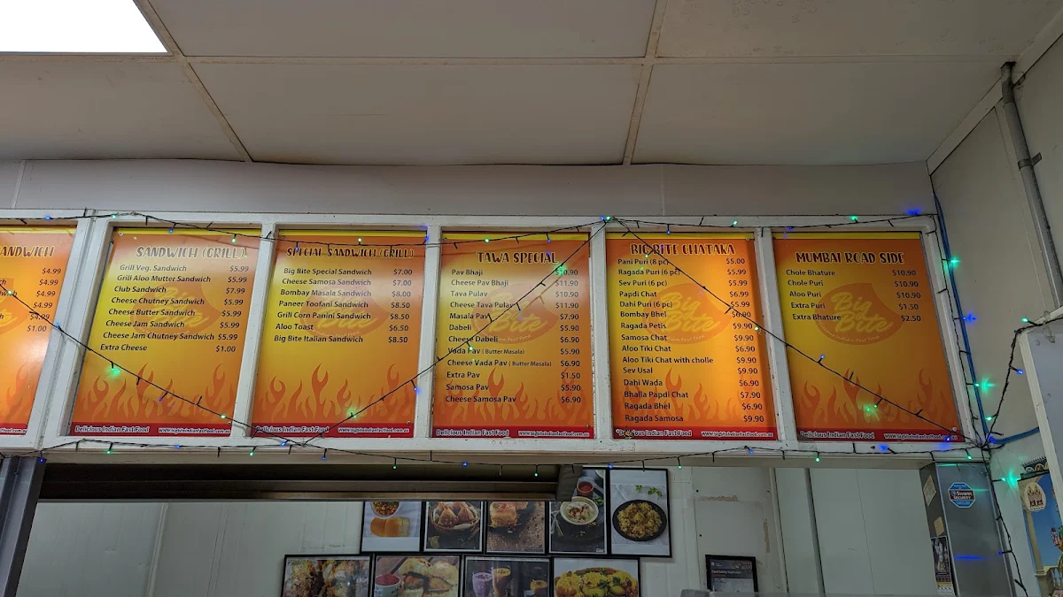 Menu, Big Bite Indian Fast Food Wentworthville
