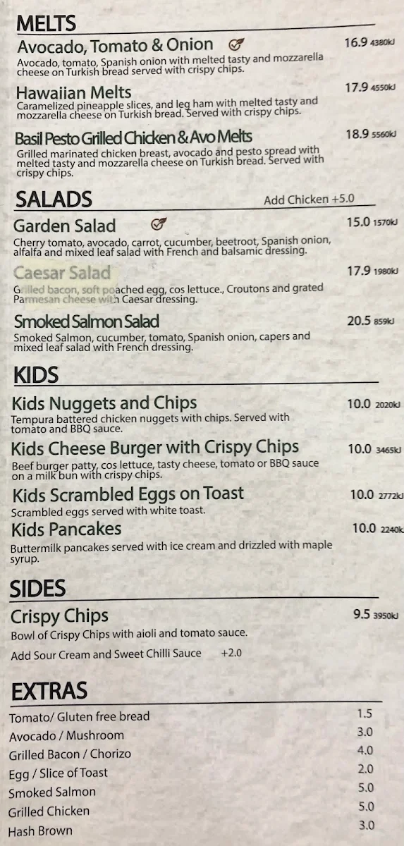 Menu, Caffe Cherry Beans Queanbeyan