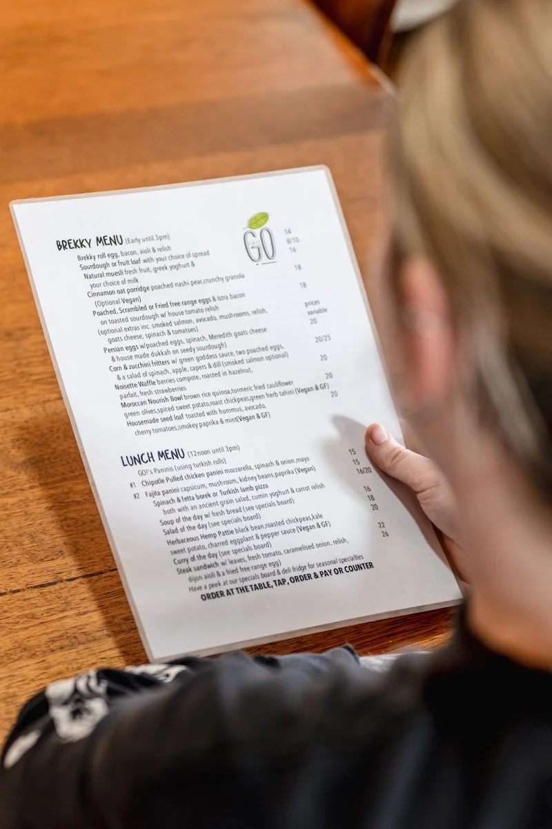 Menu, Cafe Go.