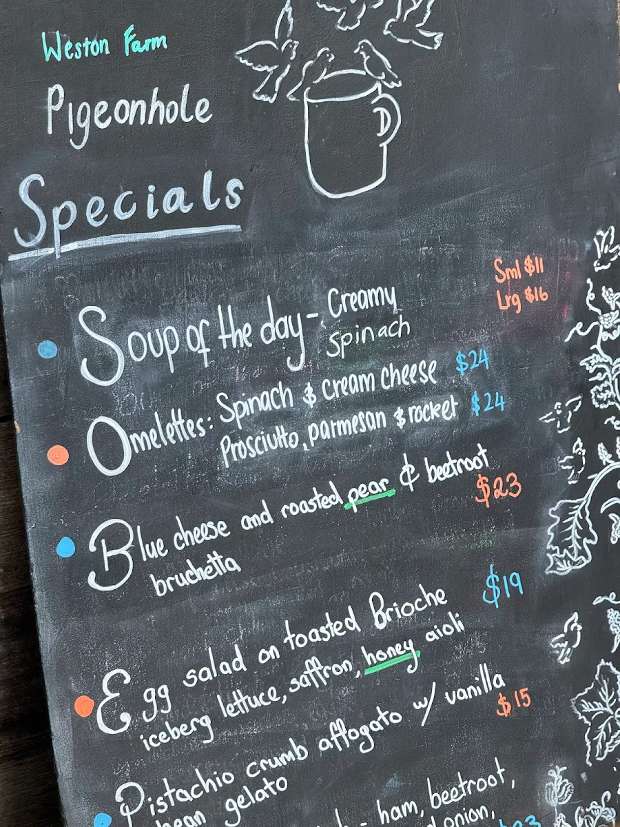 Menu, Pigeon Hole