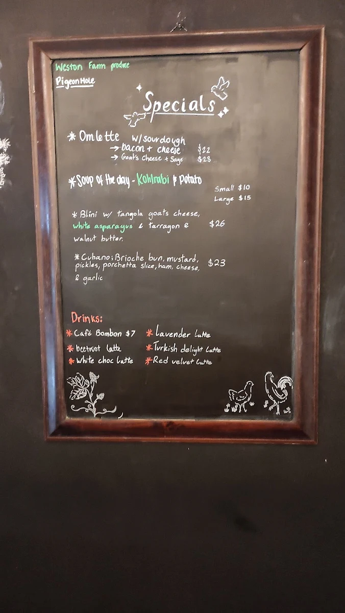 Menu, Pigeon Hole