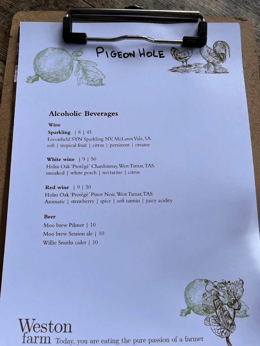 Menu, Pigeon Hole