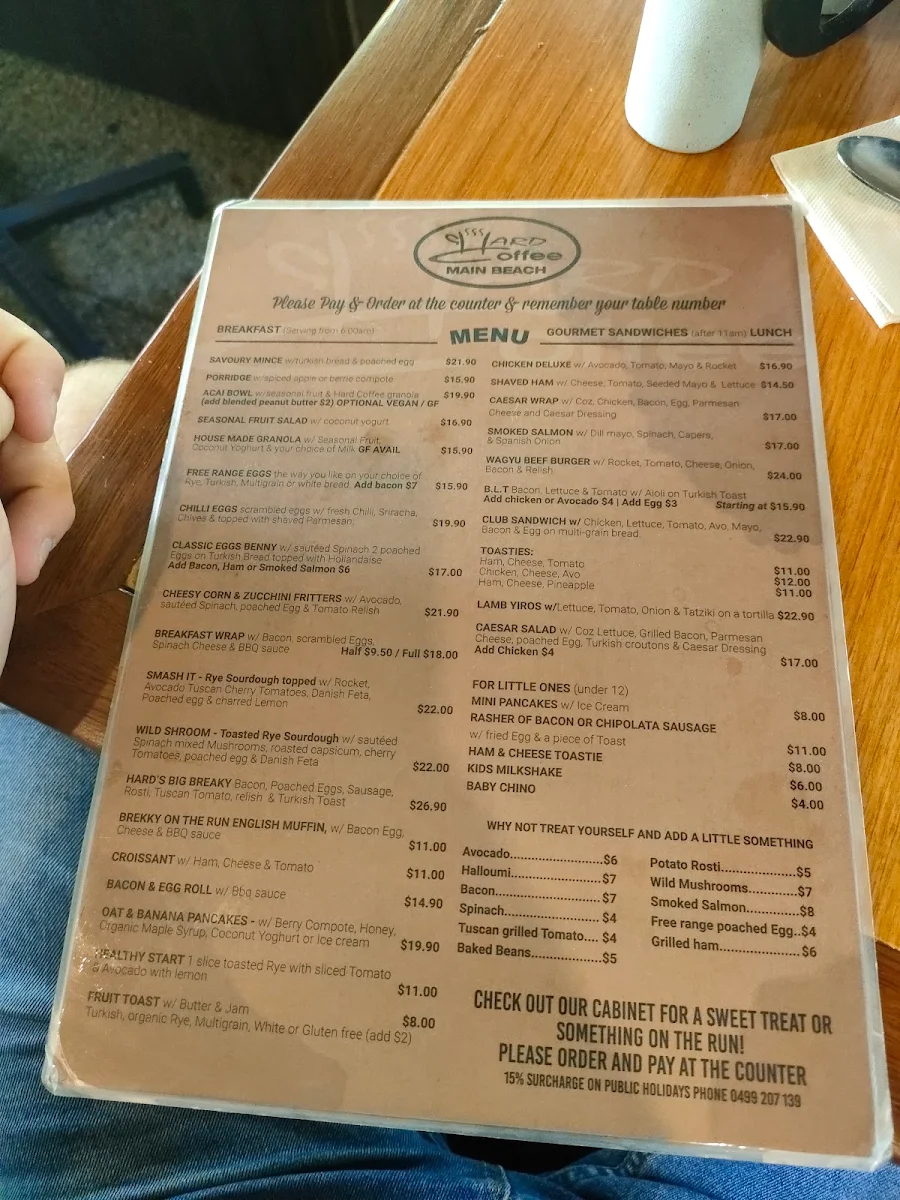 Menu, Hard Coffee