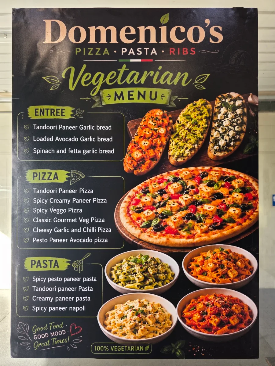 Menu, Domenico's Pizza Pasta Ribs