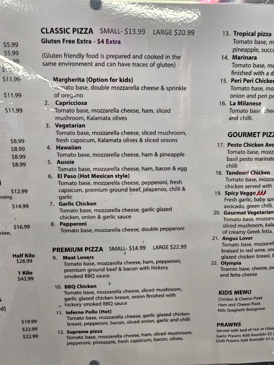 Menu, Domenico's Pizza Pasta Ribs