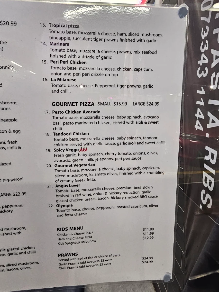 Menu, Domenico's Pizza Pasta Ribs