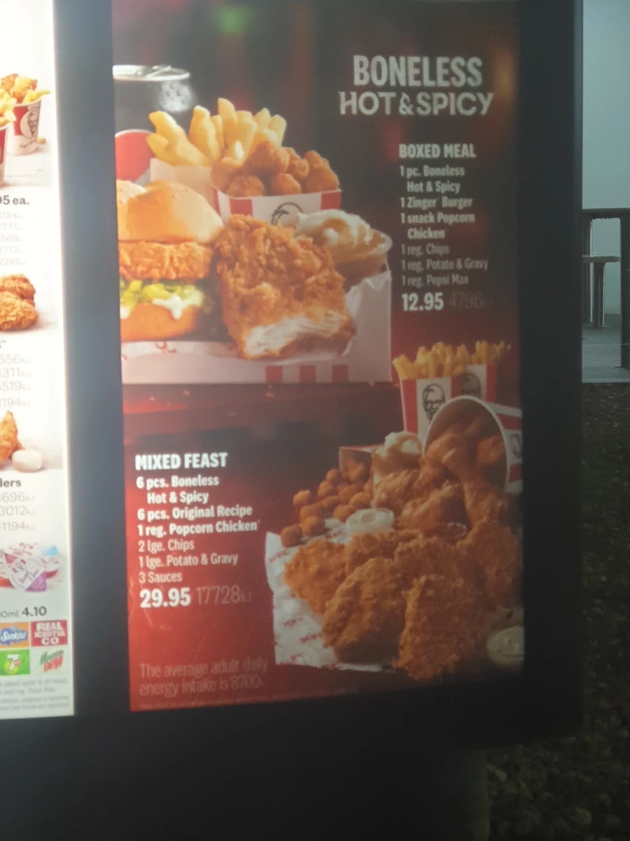 Menu, KFC Tuggeranong