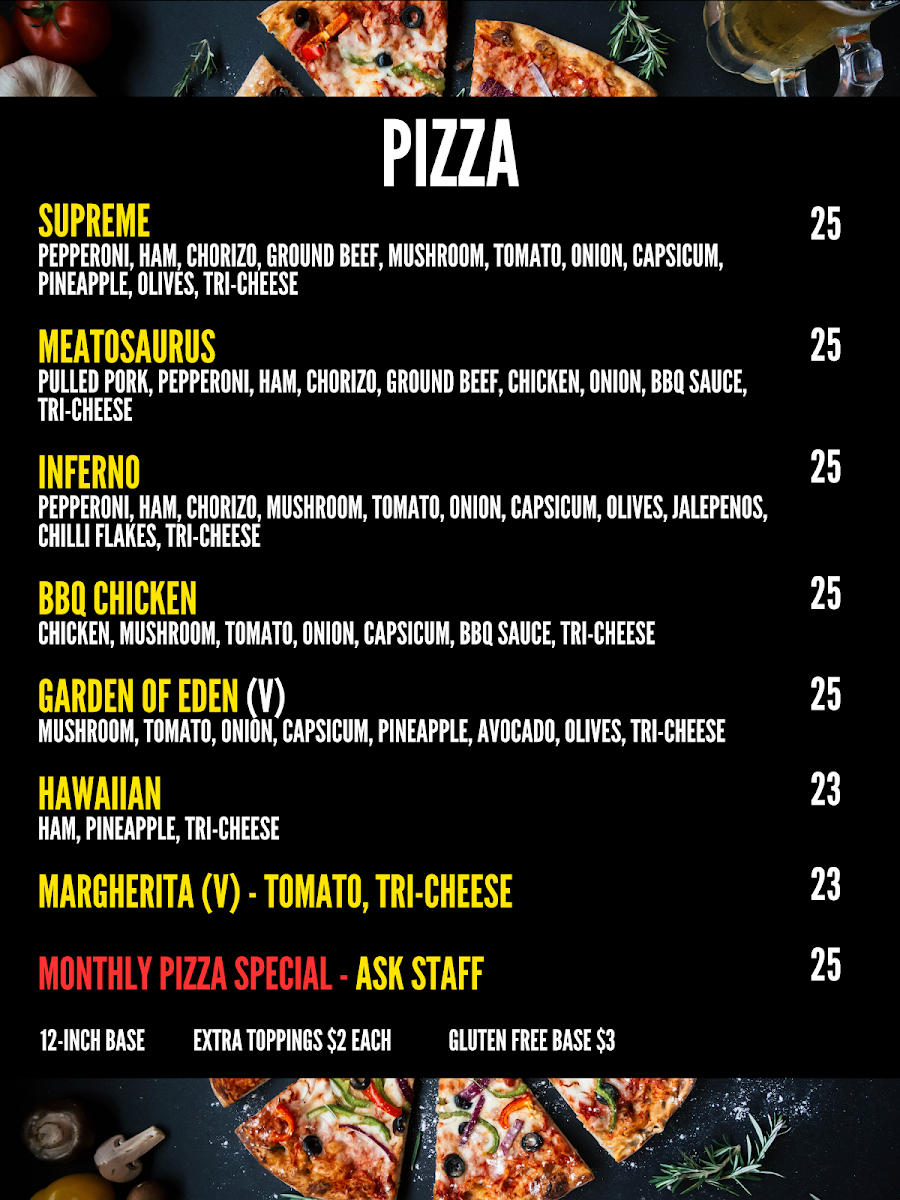 Menu, One Mile Brewery (NT)