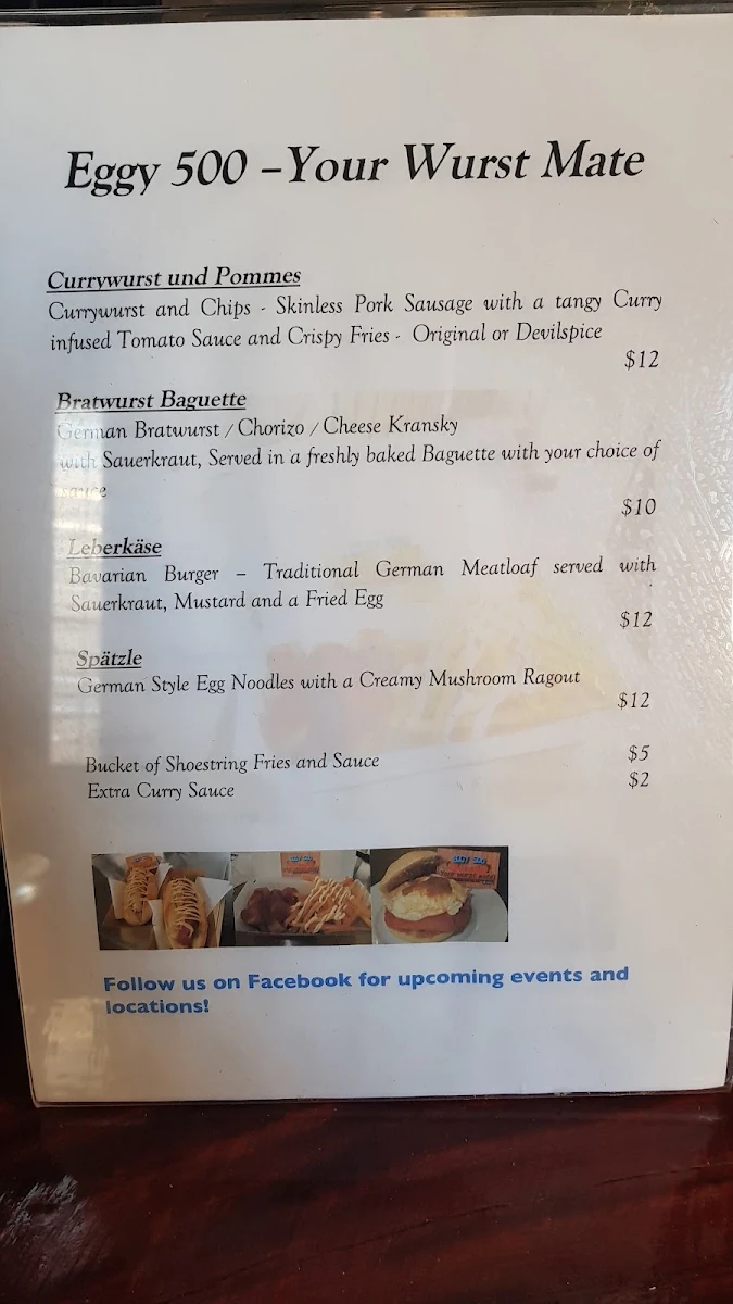 Menu, One Mile Brewery (NT)