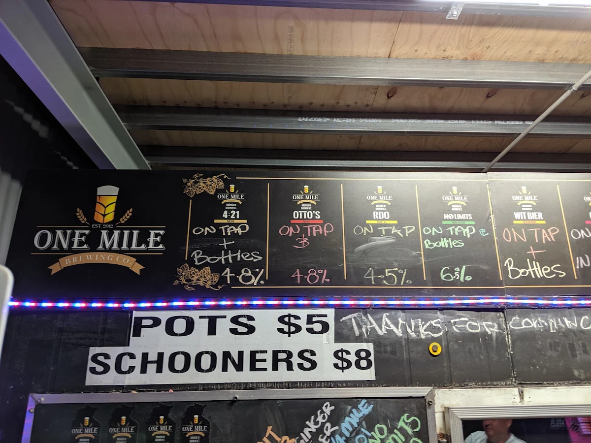 Menu, One Mile Brewery (NT)