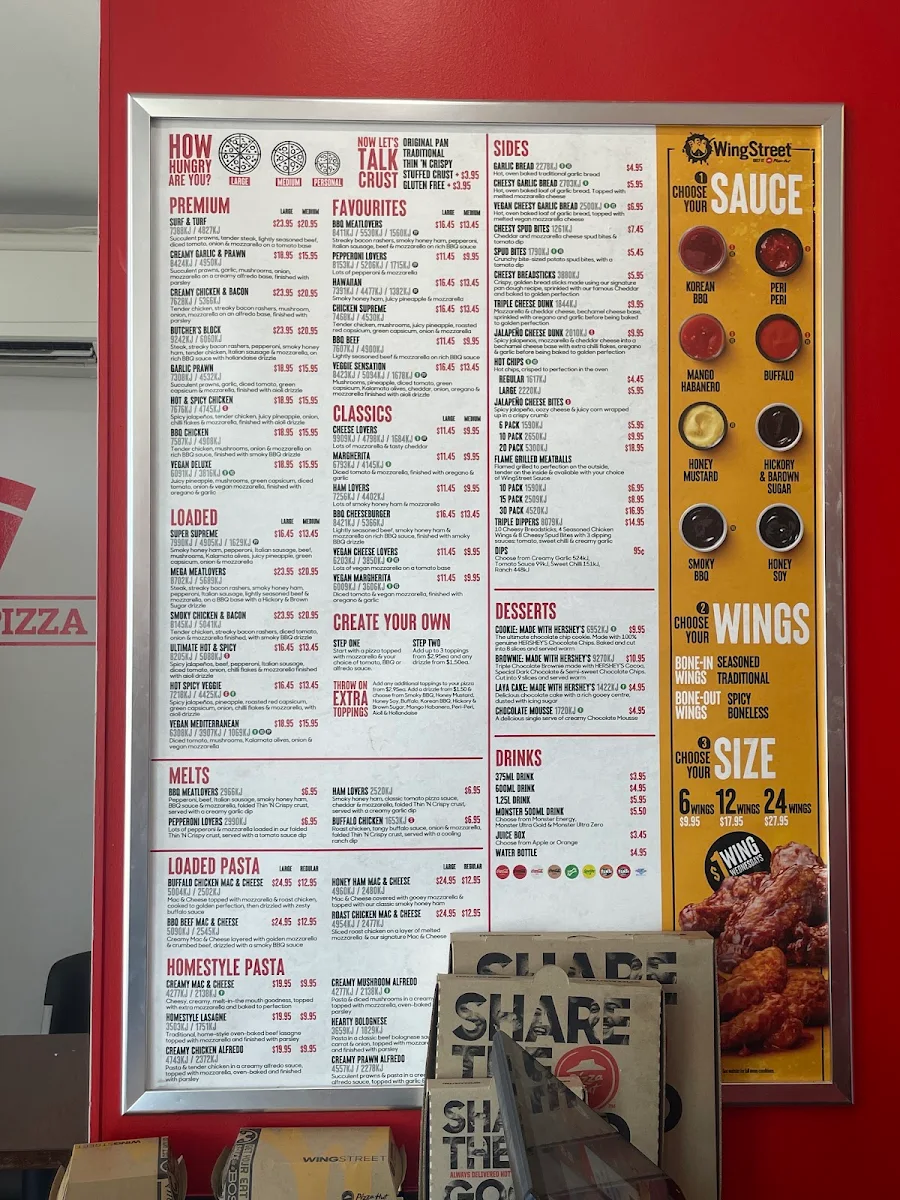 Menu, Pizza Hut Broadbeach
