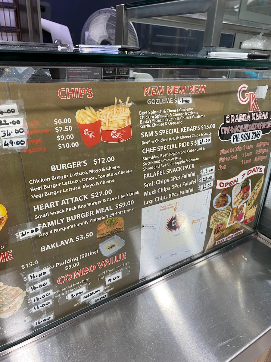 Menu, Grabba Kebab, Quakers Hill