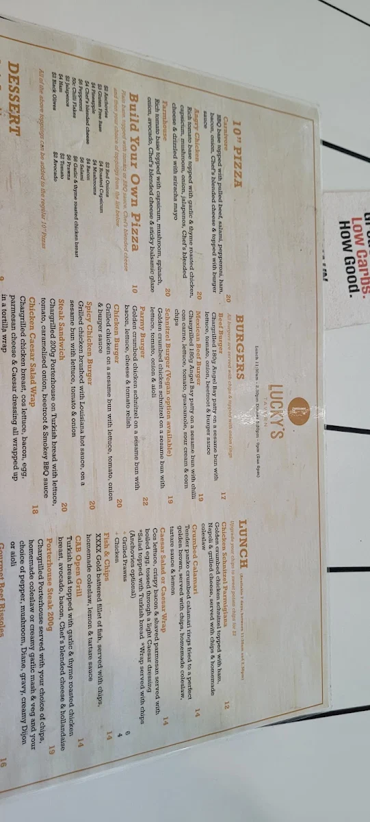 Menu, Lucky Star Tavern Sunnybank