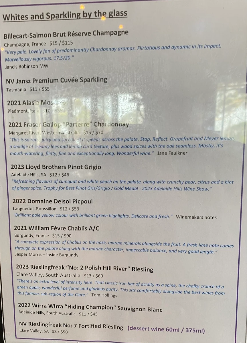 Menu, Victory Hotel