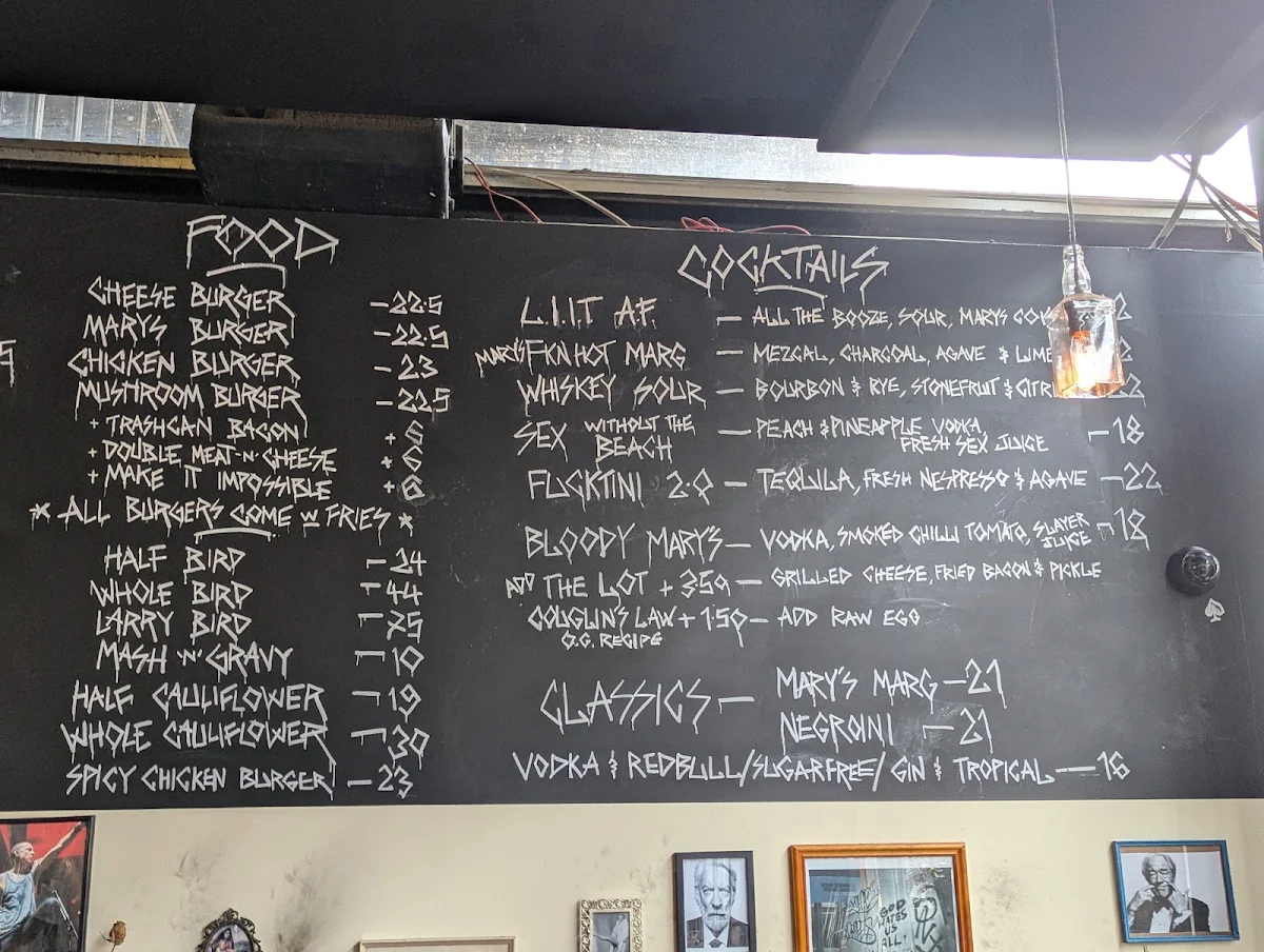Menu, Mary's Entertainment Quarter
