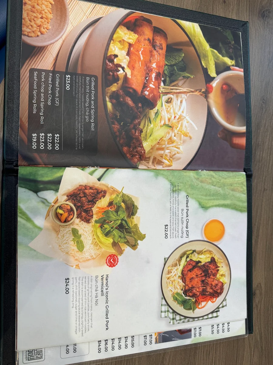Menu, Viet Soul Restaurant