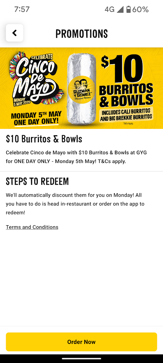 Menu, Guzman y Gomez - Windsor