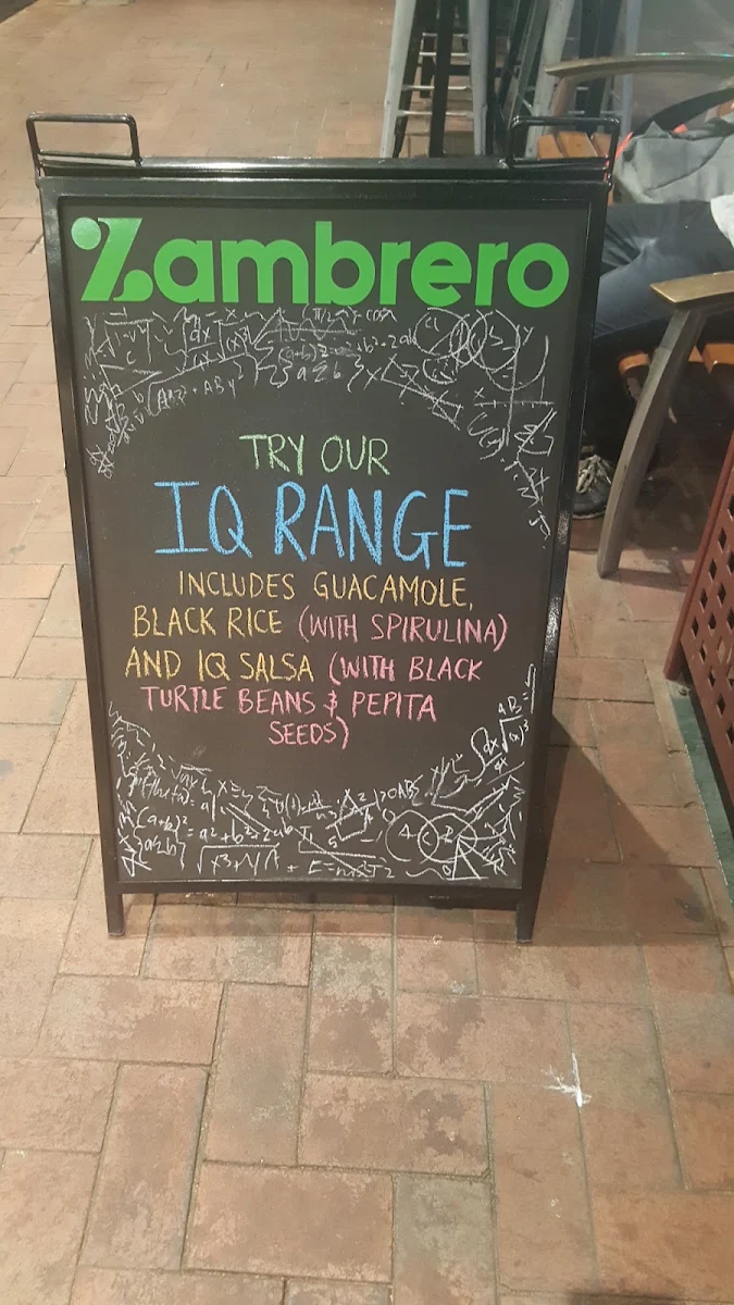 Menu, Zambrero North Adelaide
