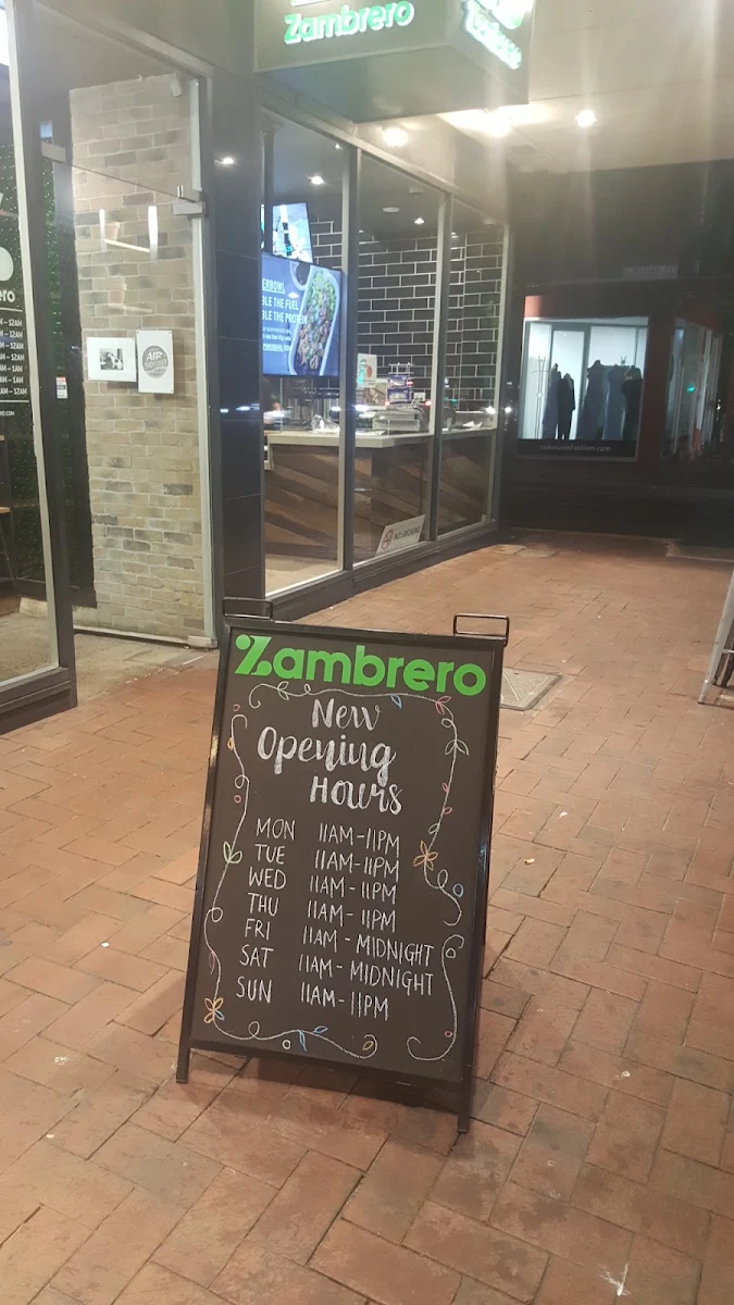 Menu, Zambrero North Adelaide