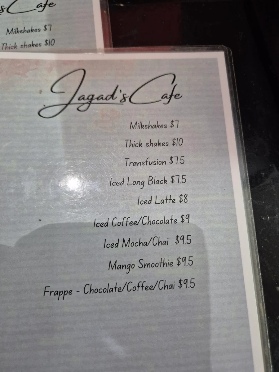 Menu, Jagad's Cafe