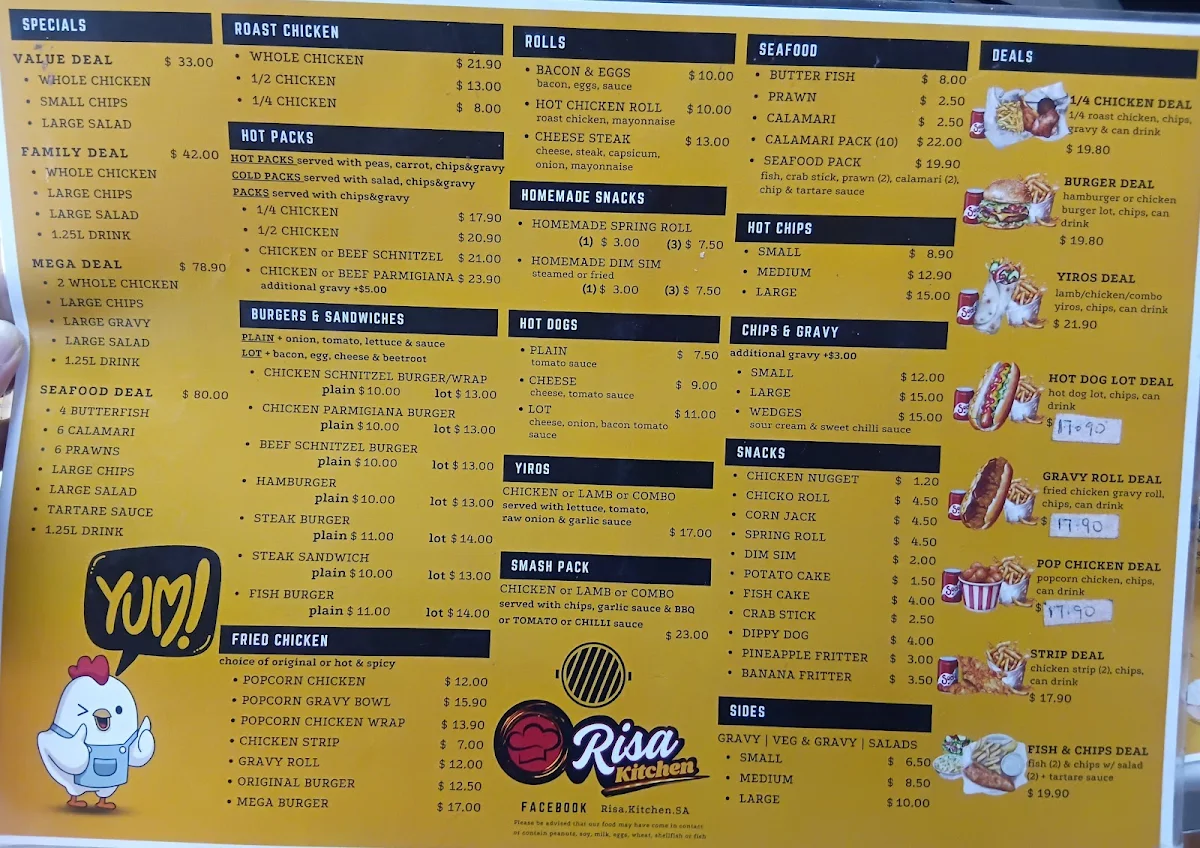 Menu, Risa Kitchen