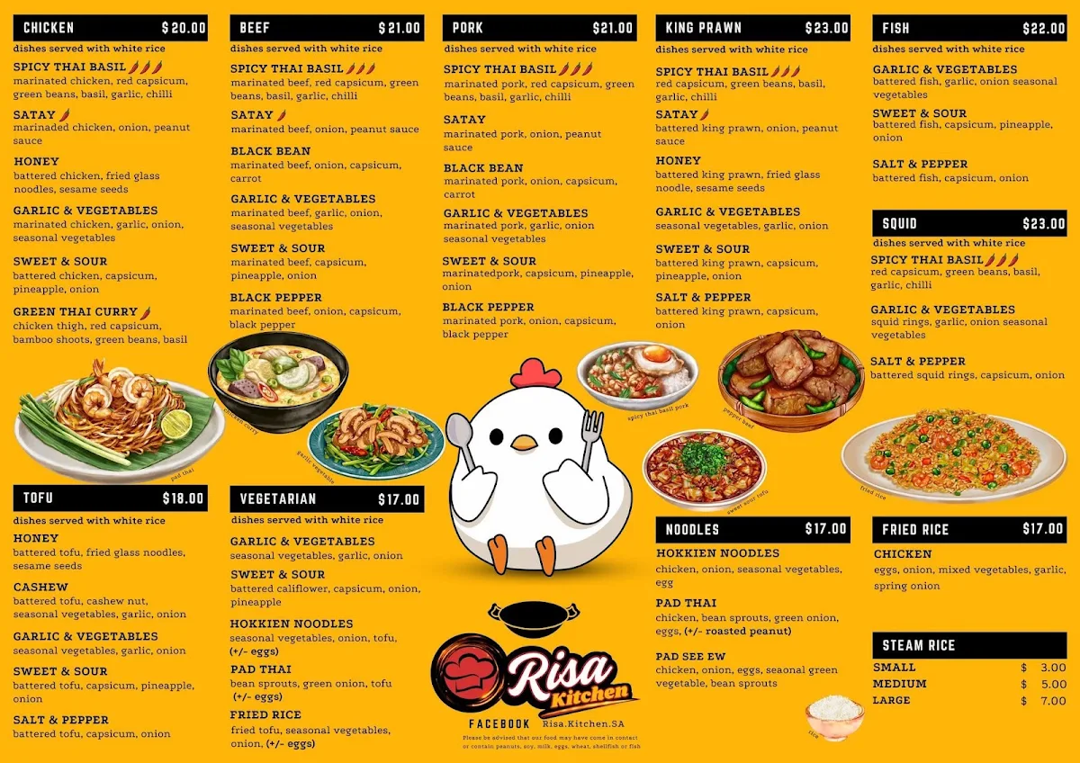 Menu, Risa Kitchen