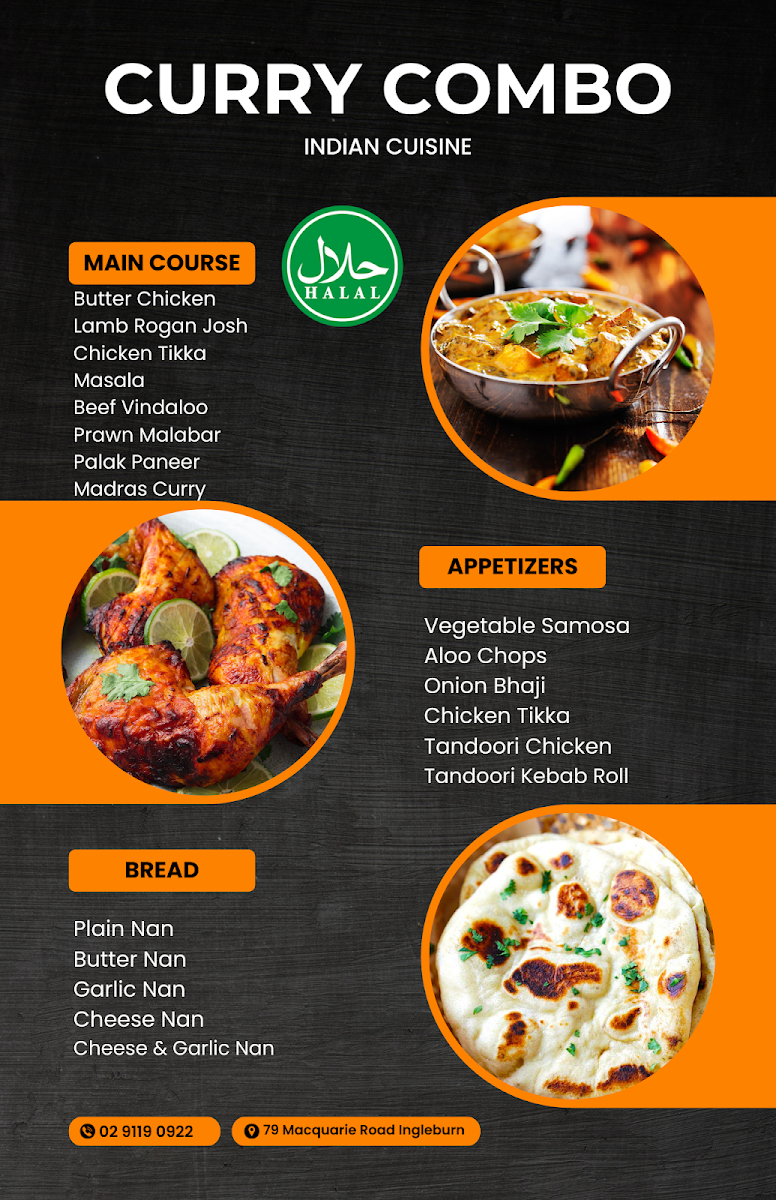 Menu, Curry Combo (Indian Tandoori Restaurant)